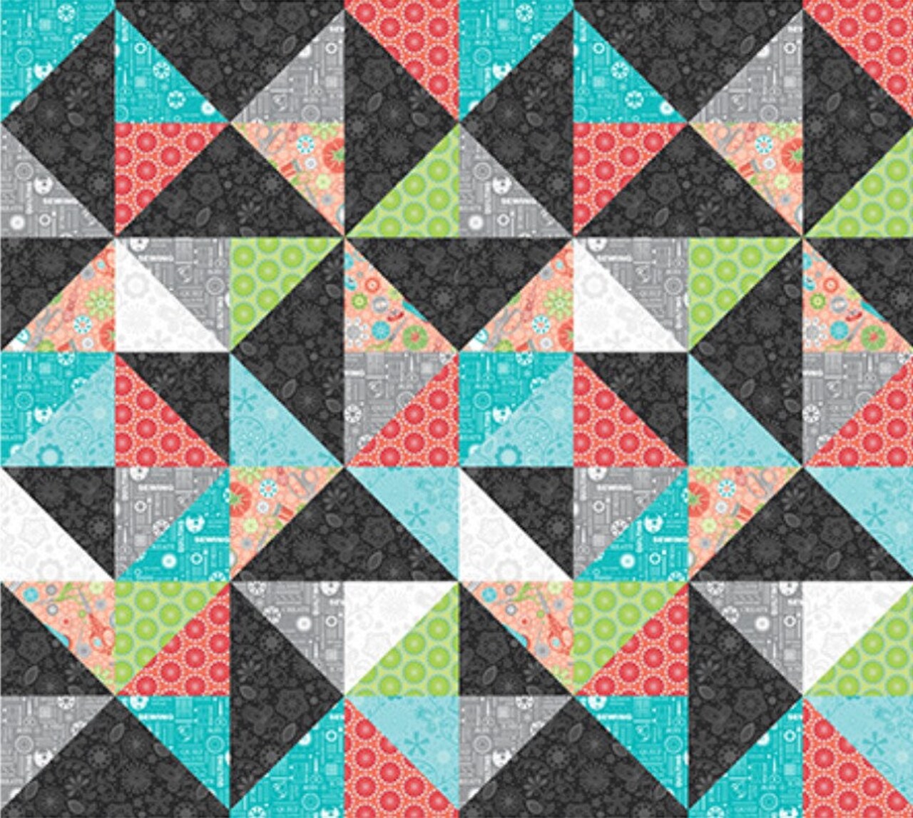 Benartex Novelty Sewing Room 2 Triangles Multicolor 100% Cotton Fabric Price per Yard